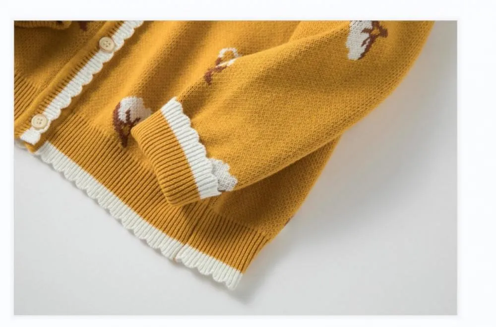 Toddler Girls Cardigan Spring Autumn Cotton Knitted Sweater Western Style Coat Wholesale Girls Clothing