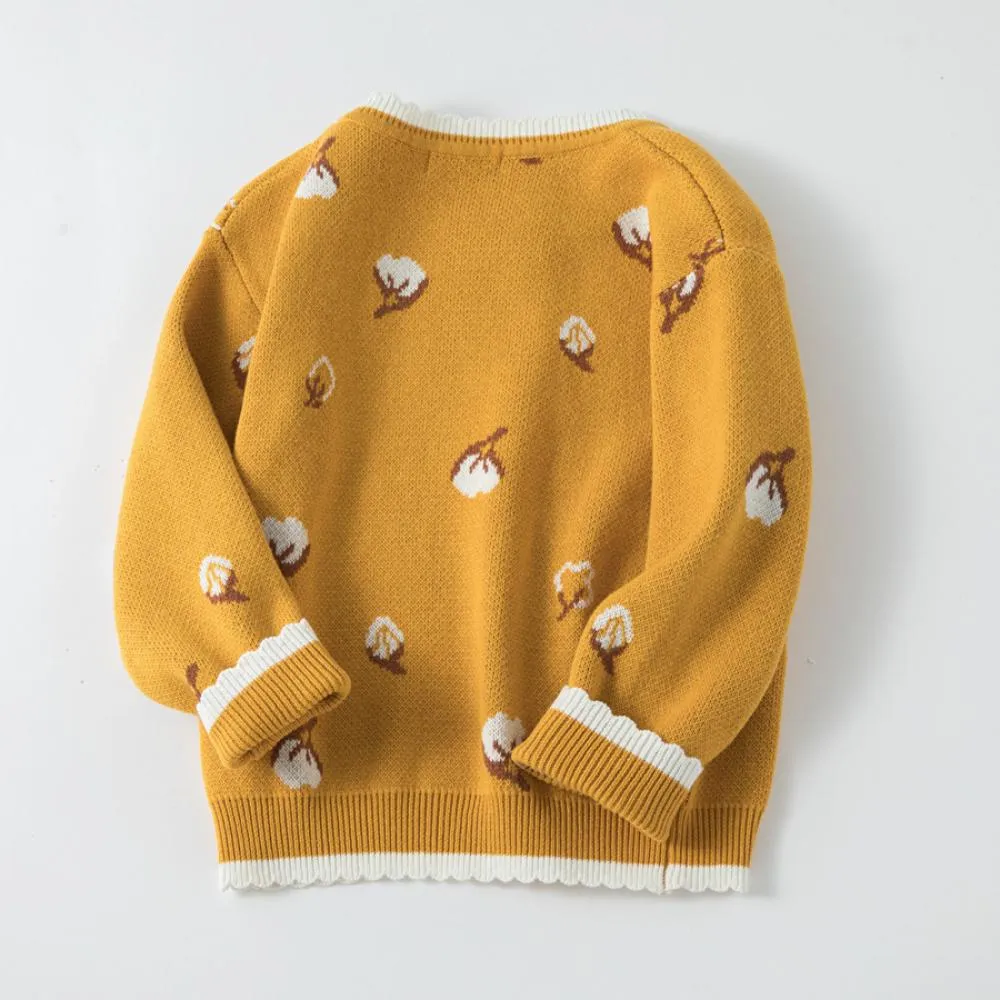 Toddler Girls Cardigan Spring Autumn Cotton Knitted Sweater Western Style Coat Wholesale Girls Clothing