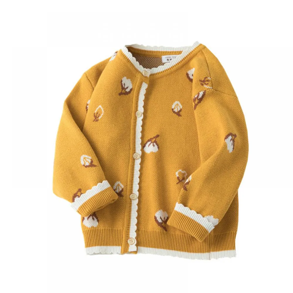 Toddler Girls Cardigan Spring Autumn Cotton Knitted Sweater Western Style Coat Wholesale Girls Clothing