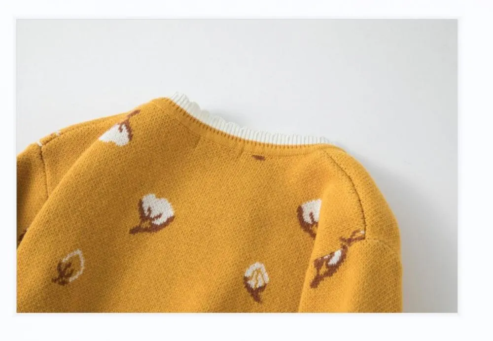 Toddler Girls Cardigan Spring Autumn Cotton Knitted Sweater Western Style Coat Wholesale Girls Clothing