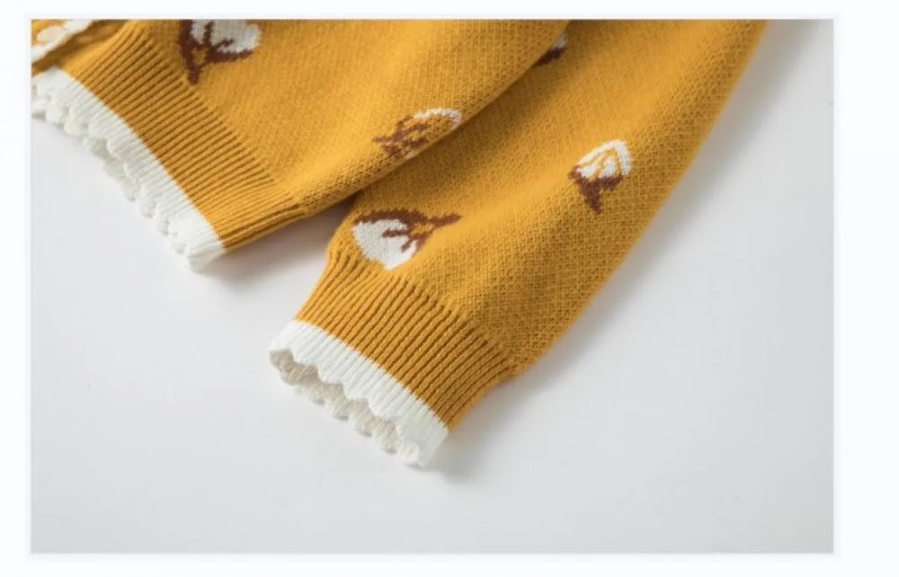 Toddler Girls Cardigan Spring Autumn Cotton Knitted Sweater Western Style Coat Wholesale Girls Clothing
