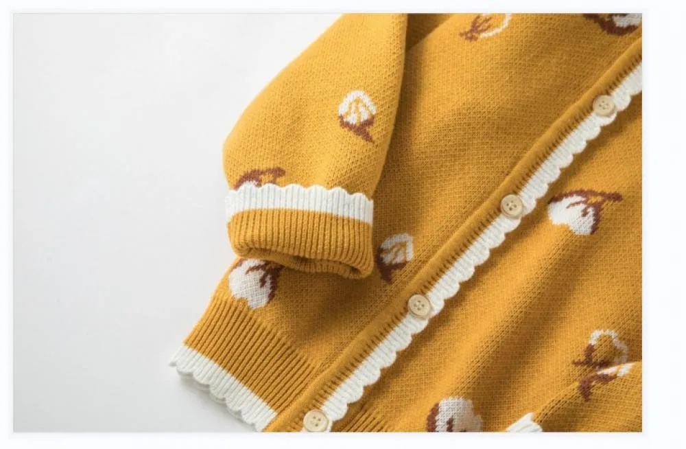 Toddler Girls Cardigan Spring Autumn Cotton Knitted Sweater Western Style Coat Wholesale Girls Clothing