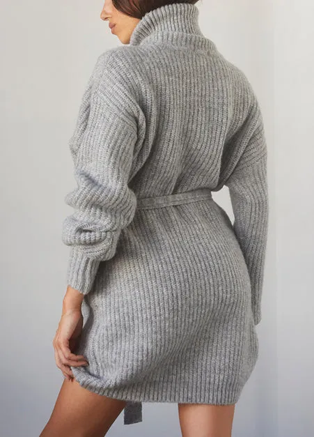Turtleneck Grey Sweater Dress