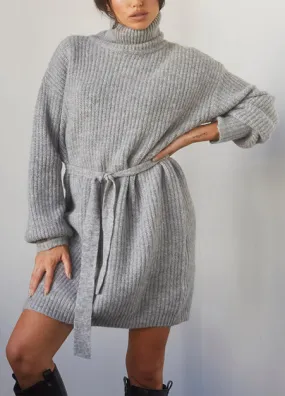Turtleneck Grey Sweater Dress