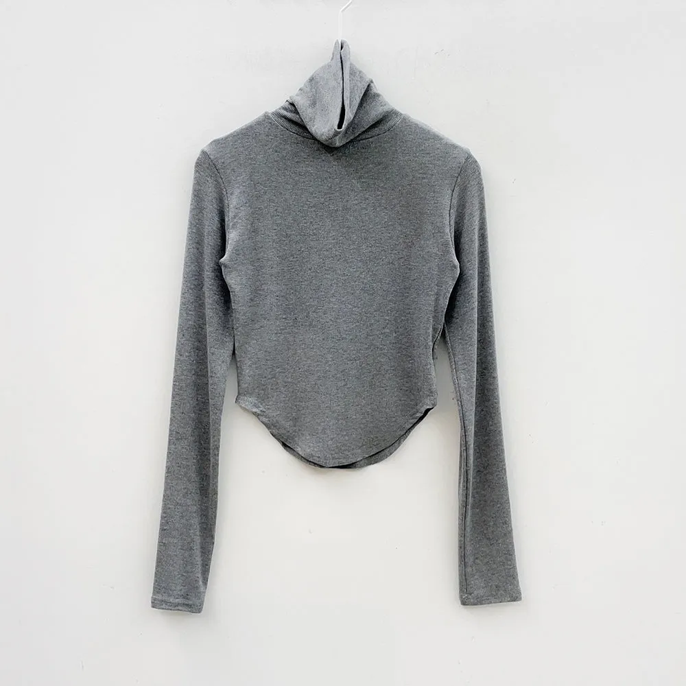 Unbalanced Hem Turtleneck Top