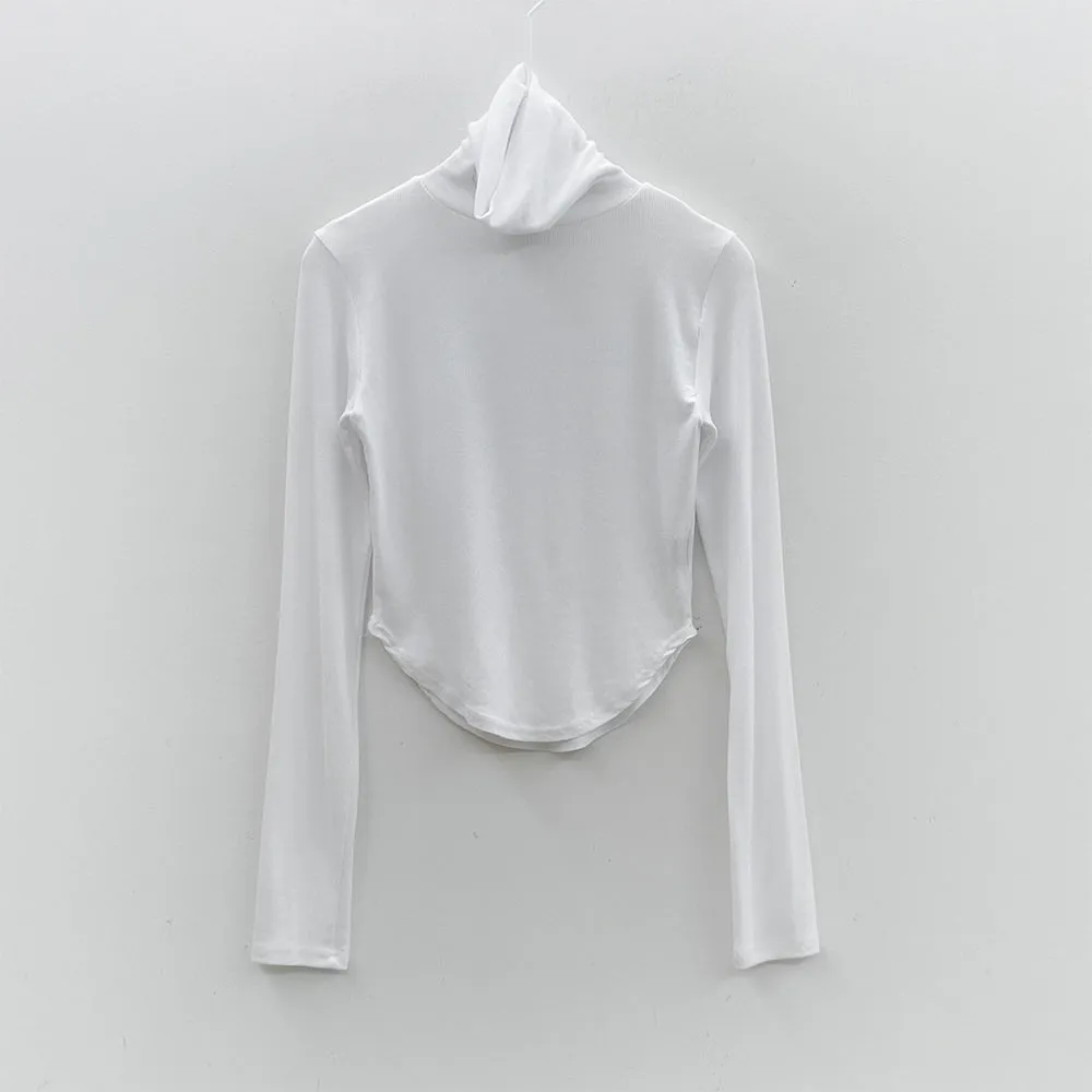 Unbalanced Hem Turtleneck Top