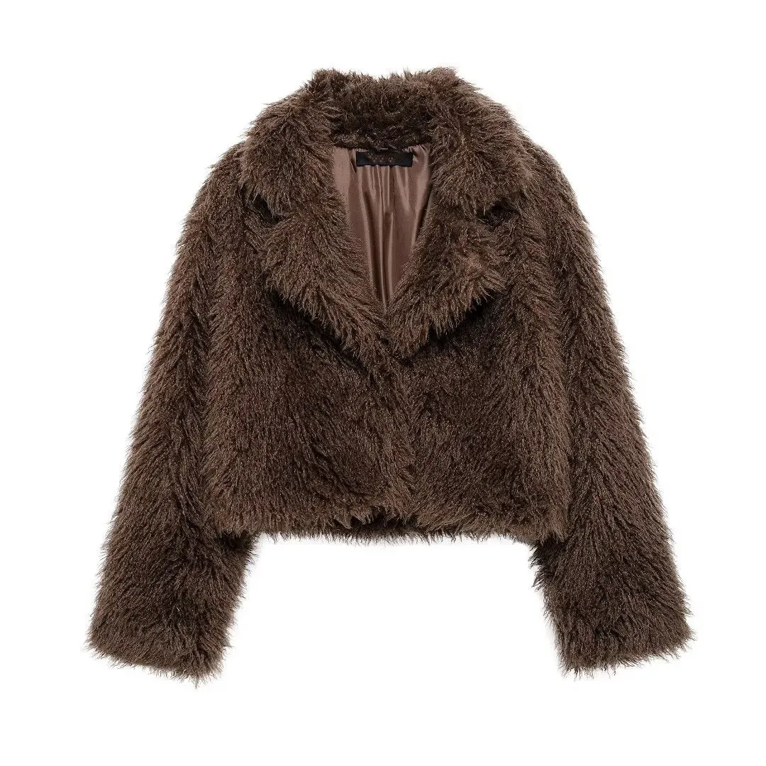 Uniwim cold weather outfits Women's Winter Fashion Environmental Protection Artificial Fur Short Coat D69135