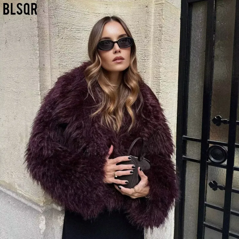 Uniwim cold weather outfits Women's Winter Fashion Environmental Protection Artificial Fur Short Coat D69135