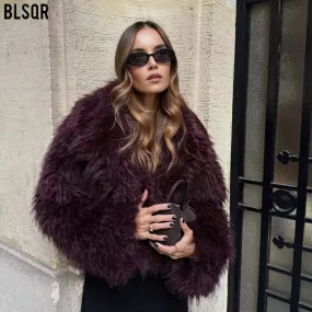 Uniwim cold weather outfits Women's Winter Fashion Environmental Protection Artificial Fur Short Coat D69135