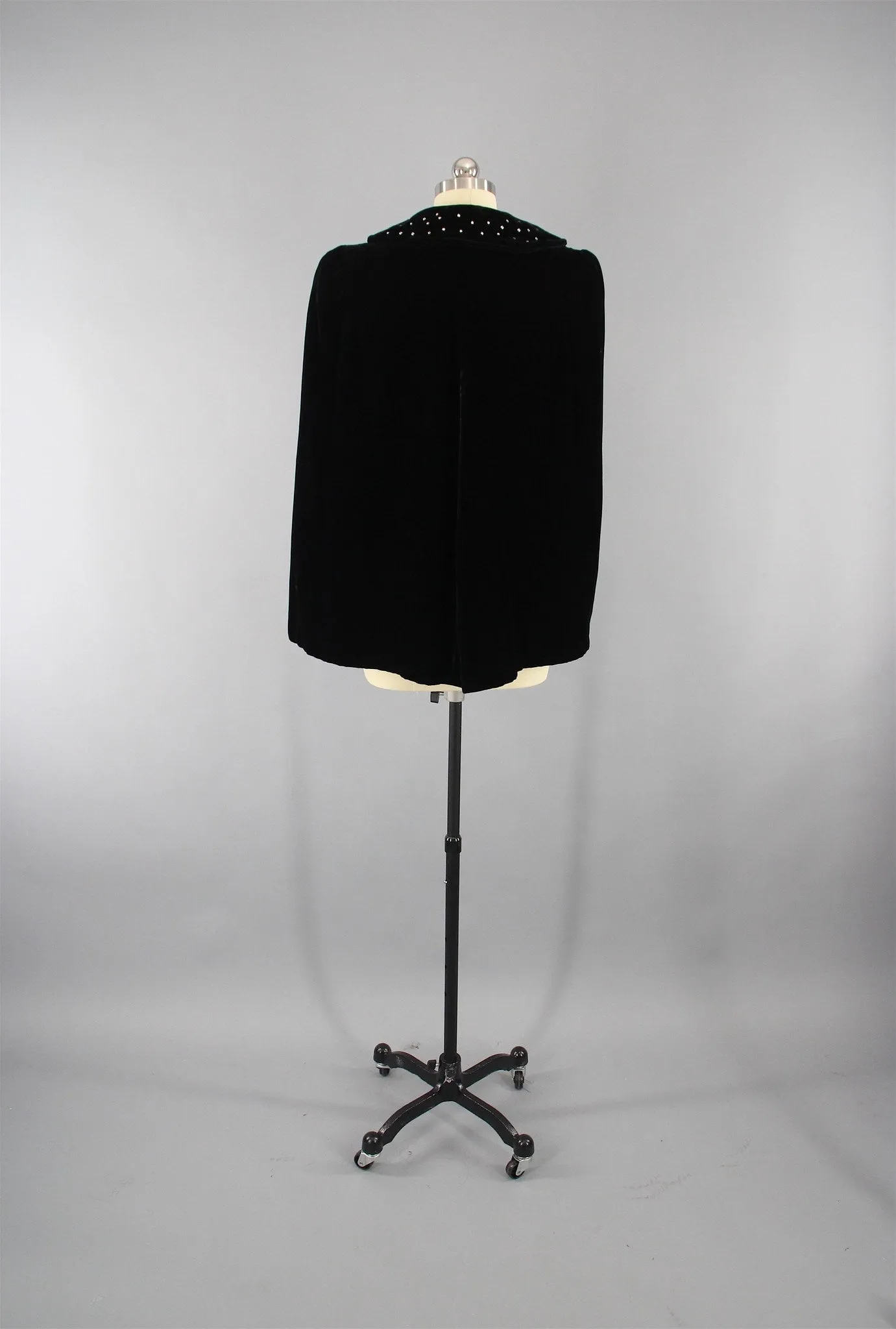 Vintage 1950s Velvet Cape / Opera Evening Coat with Rhinestones
