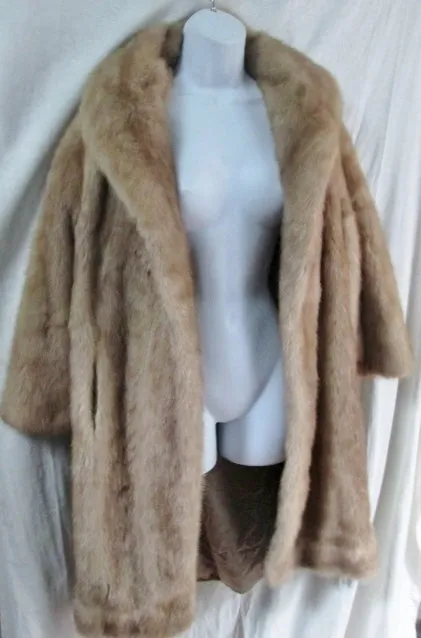 Vintage Womens L.L. BERGER Genuine MINK Fur Parka Coat Jacket BROWN M ESTATE FIND