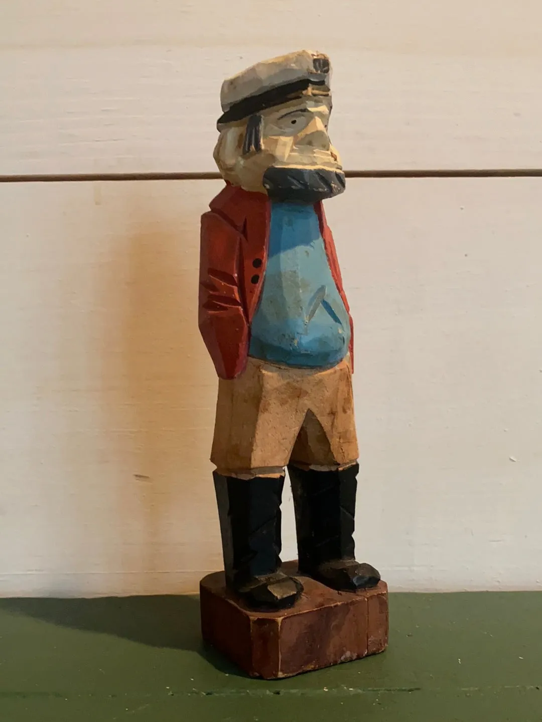Vintage Wooden Fisherman - Orange Coat