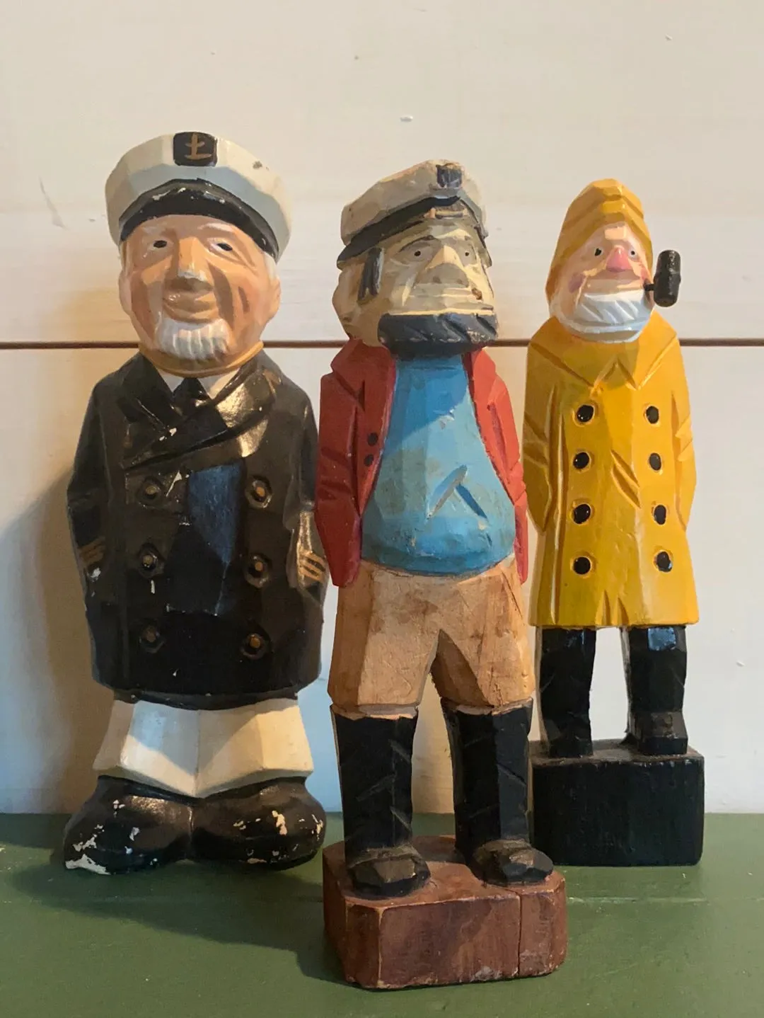 Vintage Wooden Fisherman - Orange Coat
