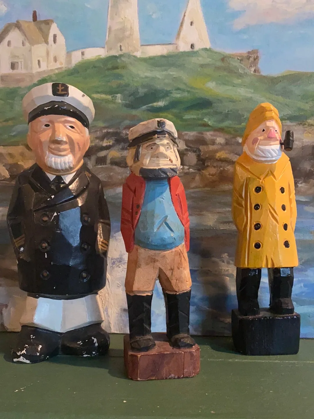 Vintage Wooden Fisherman - Orange Coat