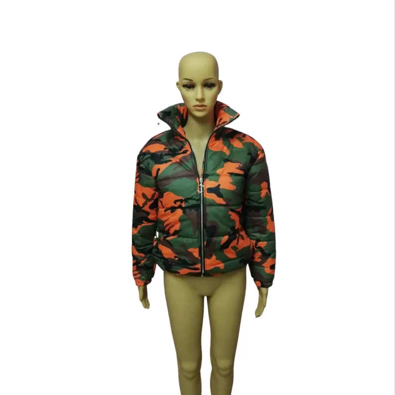 Wholesale women's autumn and winter fashion camouflage cotton coat（CL8258）