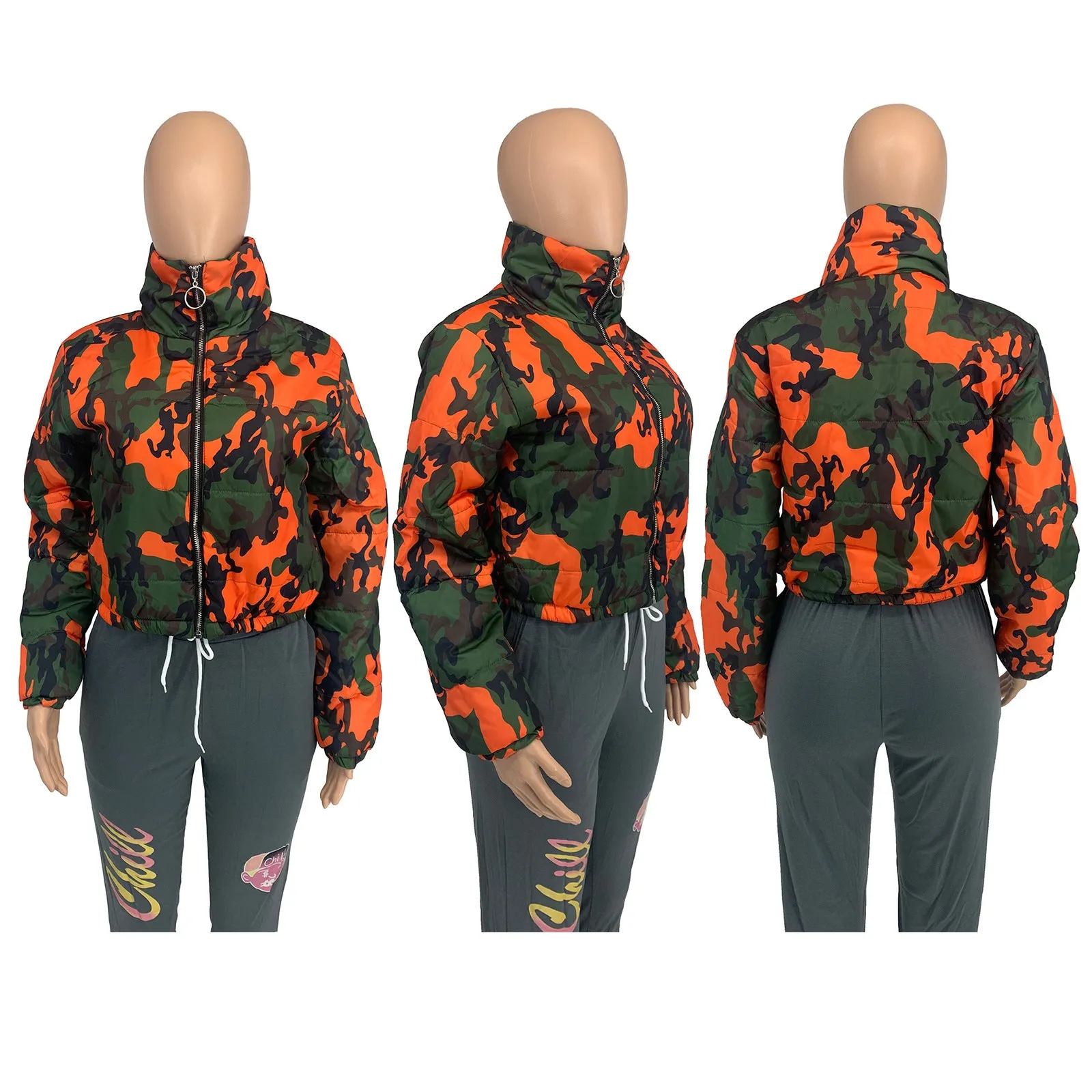 Wholesale women's autumn and winter fashion camouflage cotton coat（CL8258）