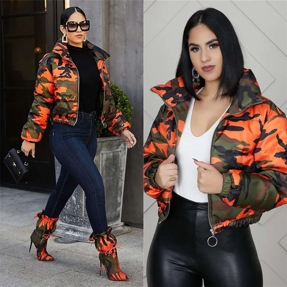 Wholesale women's autumn and winter fashion camouflage cotton coat（CL8258）