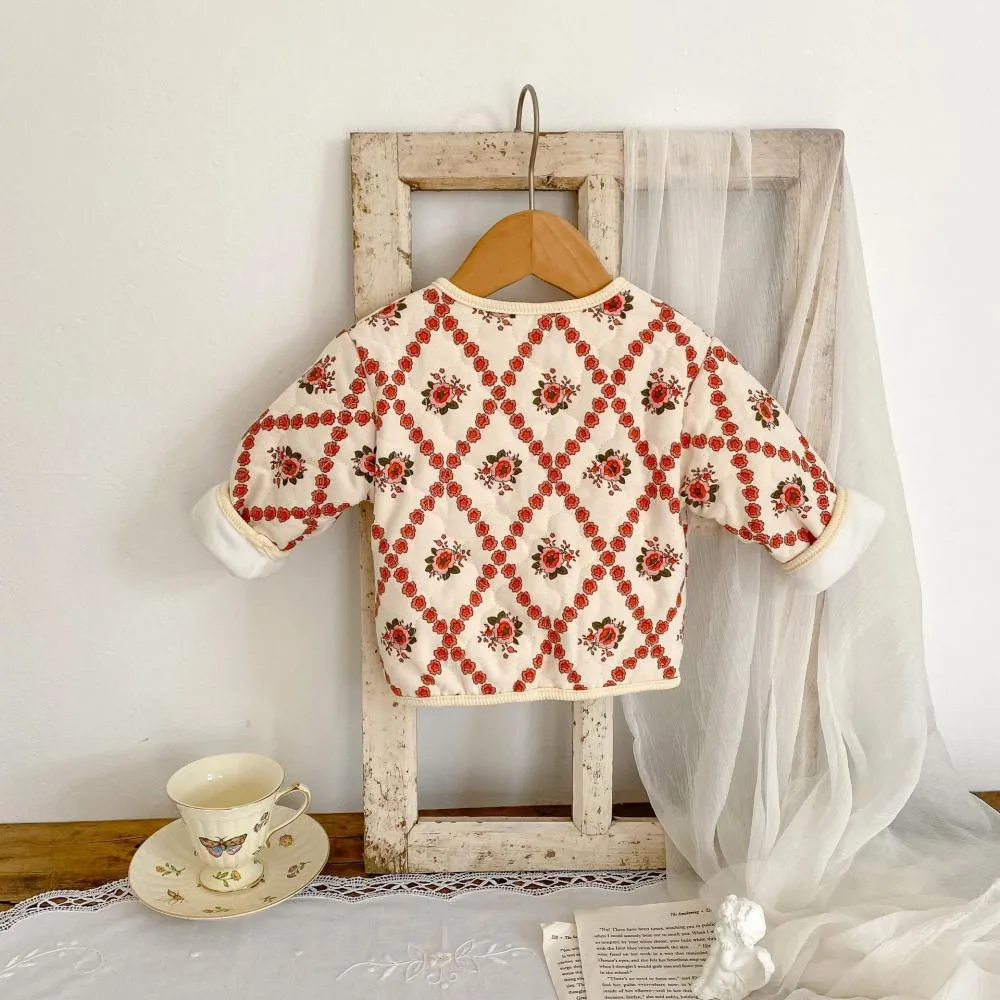 Winter Baby Girls Cotton Thicken Flower Coat Wholesale Girls Clothes