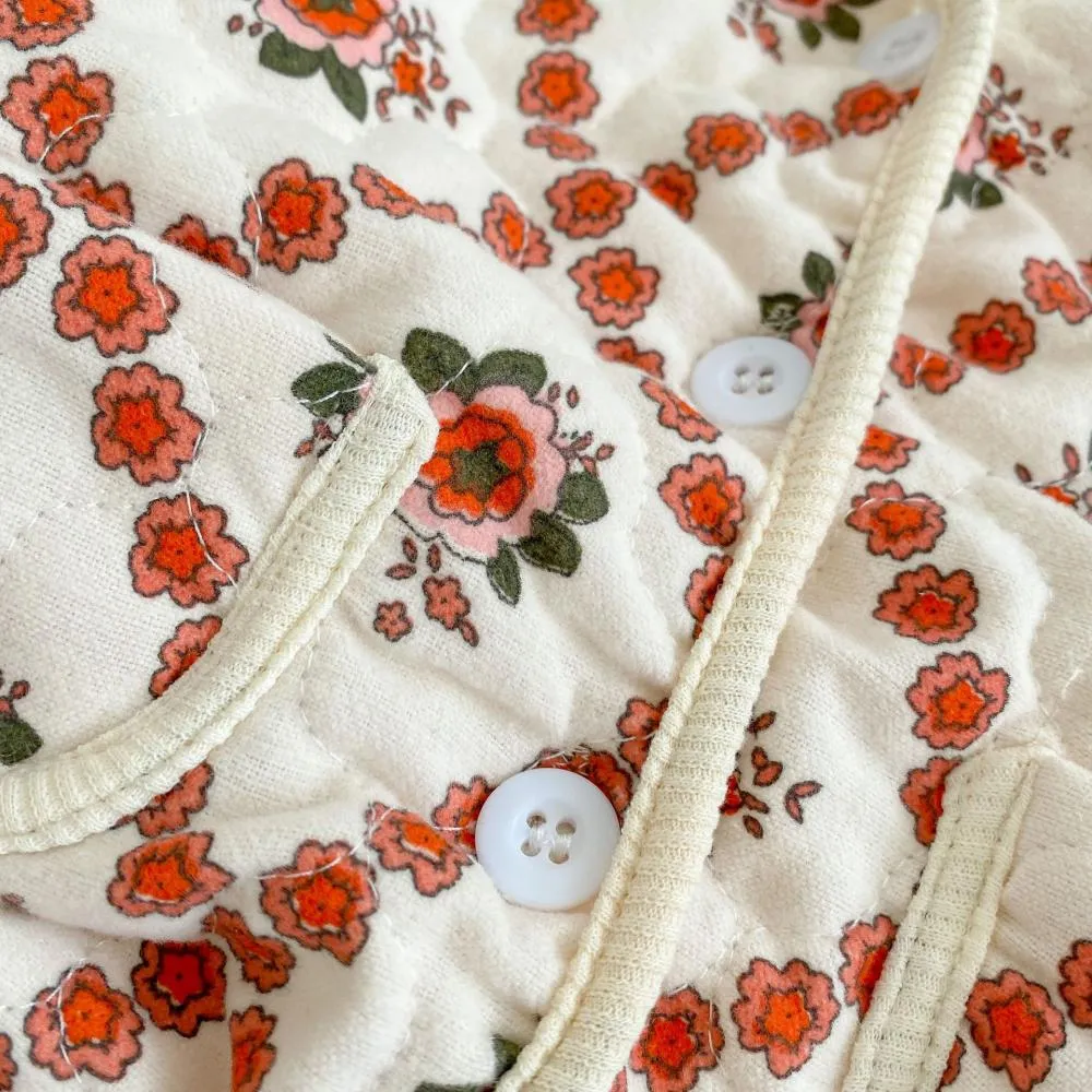 Winter Baby Girls Cotton Thicken Flower Coat Wholesale Girls Clothes