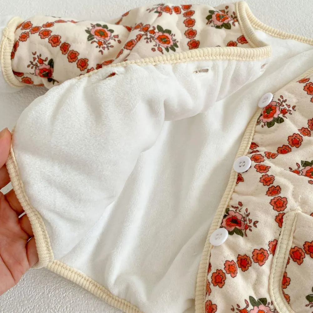 Winter Baby Girls Cotton Thicken Flower Coat Wholesale Girls Clothes
