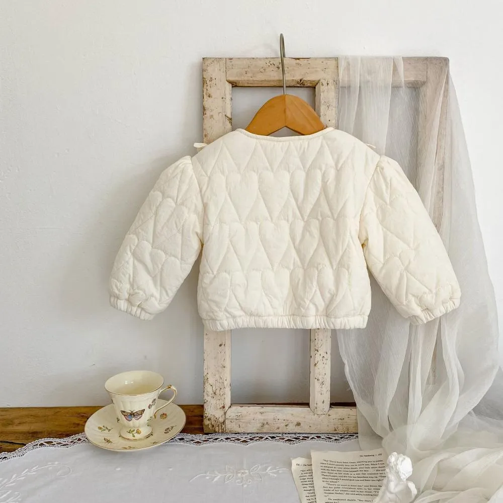 Winter Baby Girls Cotton Thicken Puff-sleeve Cardigan Coat Wholesale Girls Clothes