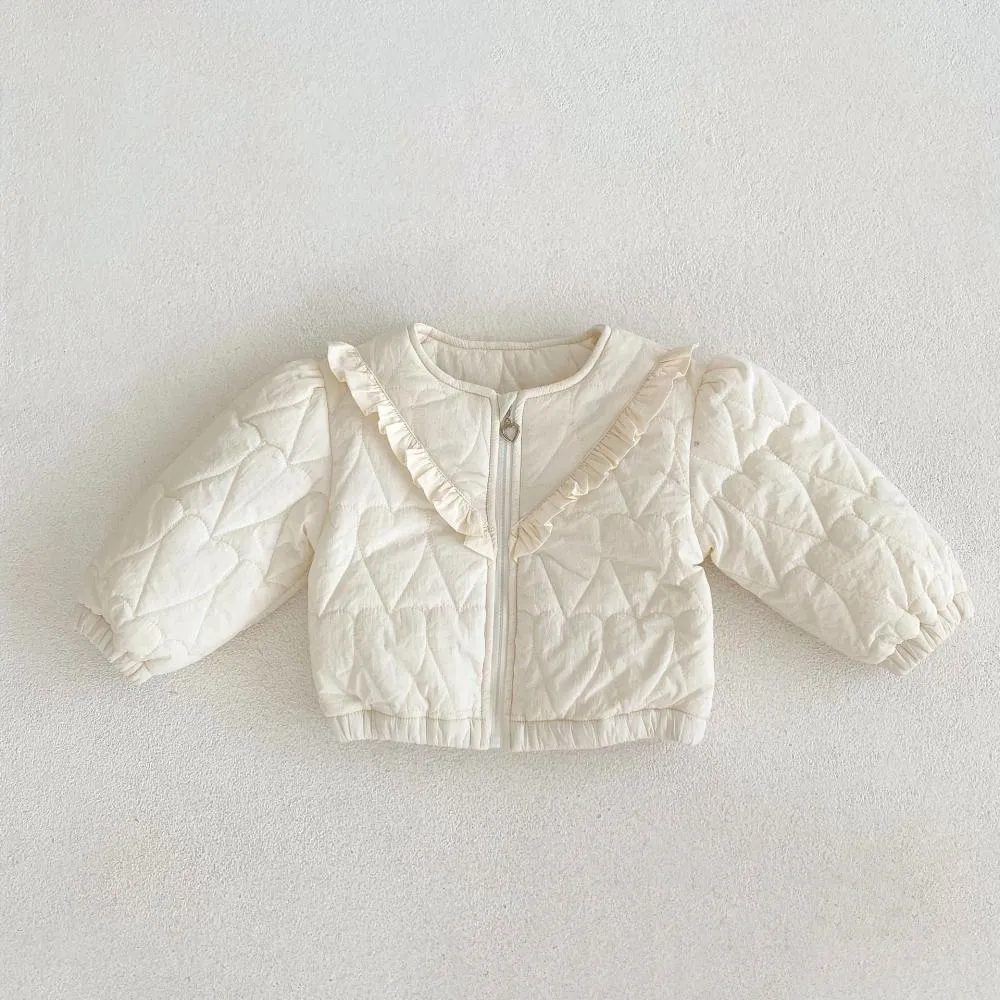 Winter Baby Girls Cotton Thicken Puff-sleeve Cardigan Coat Wholesale Girls Clothes