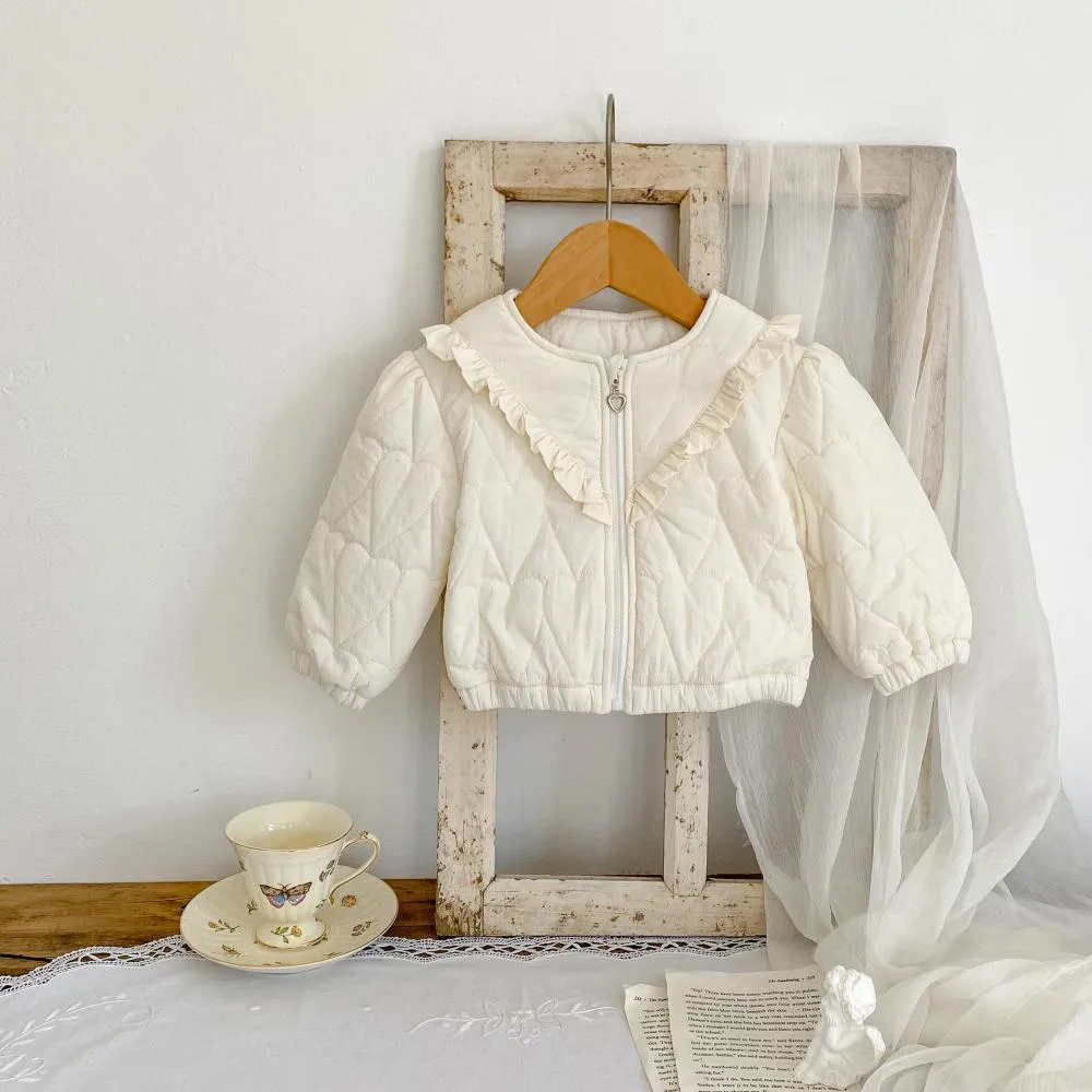 Winter Baby Girls Cotton Thicken Puff-sleeve Cardigan Coat Wholesale Girls Clothes
