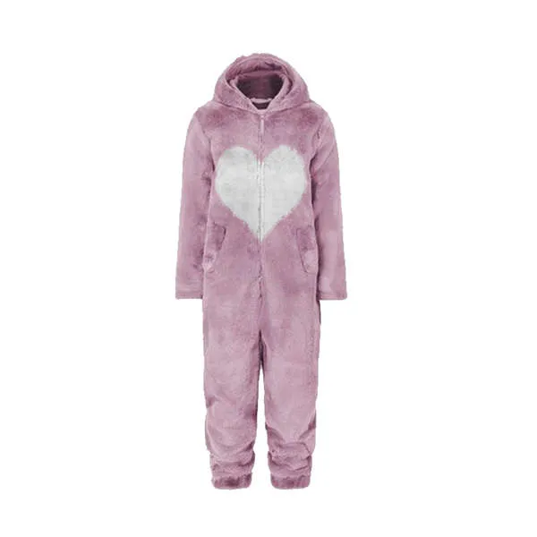 Women Spring Autumn Hooded Jumpsuit Love Print Coat Warm Casual Romper Lady Home Zipper Pajamas